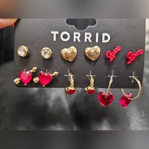 Torrid Red and Gold Heart Earring Set